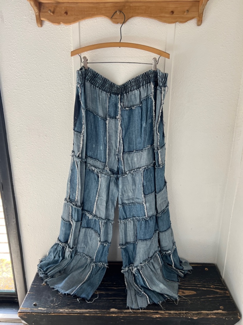 Jaded gypsy patchwork chambray wide leg pants size L/XL - Picture 5 of 5